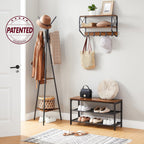VASAGLE Coat Rack Freestanding, Coat Hanger Stand, Hall Tree with 2 Shelves, for Clothes, Hat, Bag, Industrial Style, Rustic Brown and Black URCR16BX