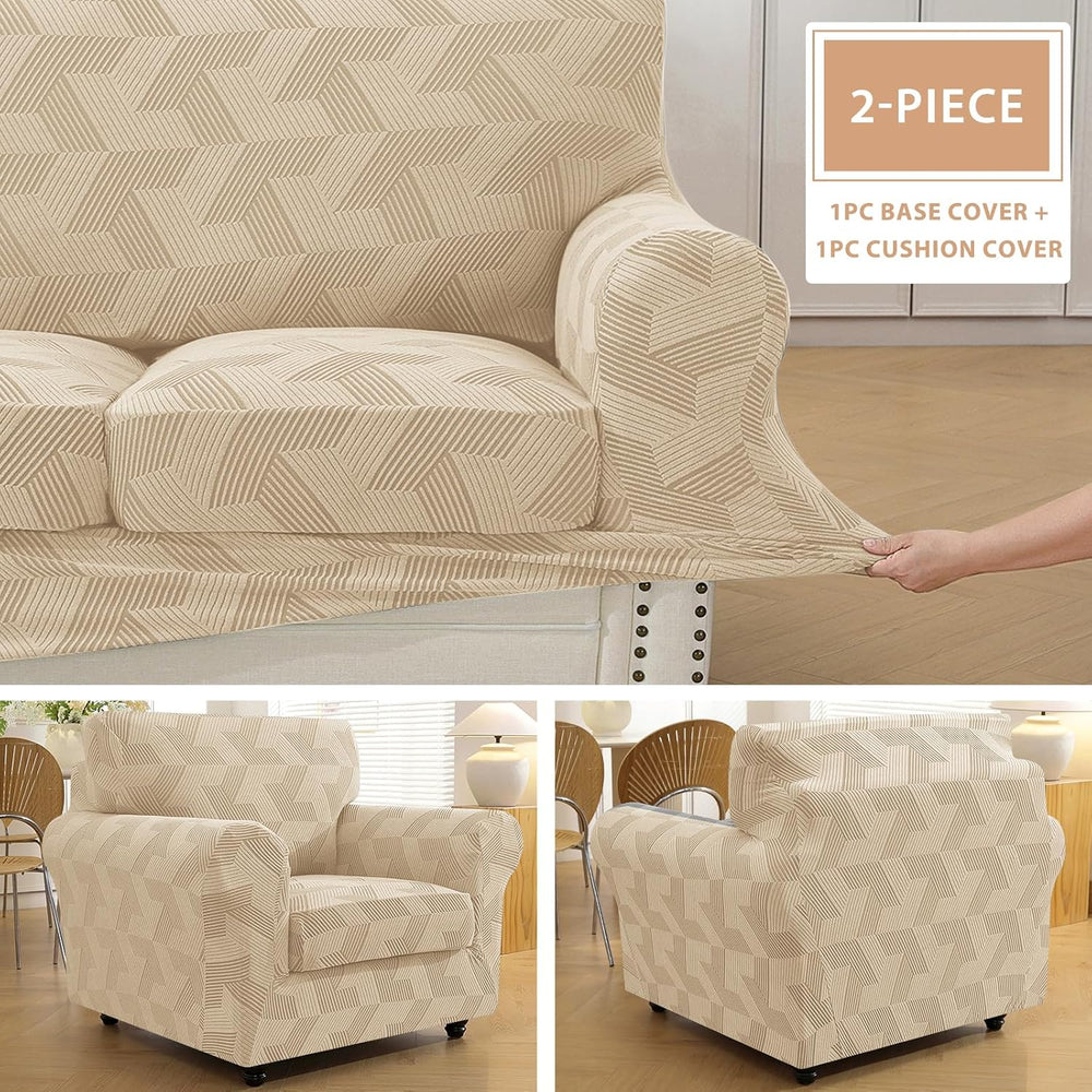 ZNSAYOTX 2 Piece Stretch Chair Slipcovers with Arms (34"-44") New-R...