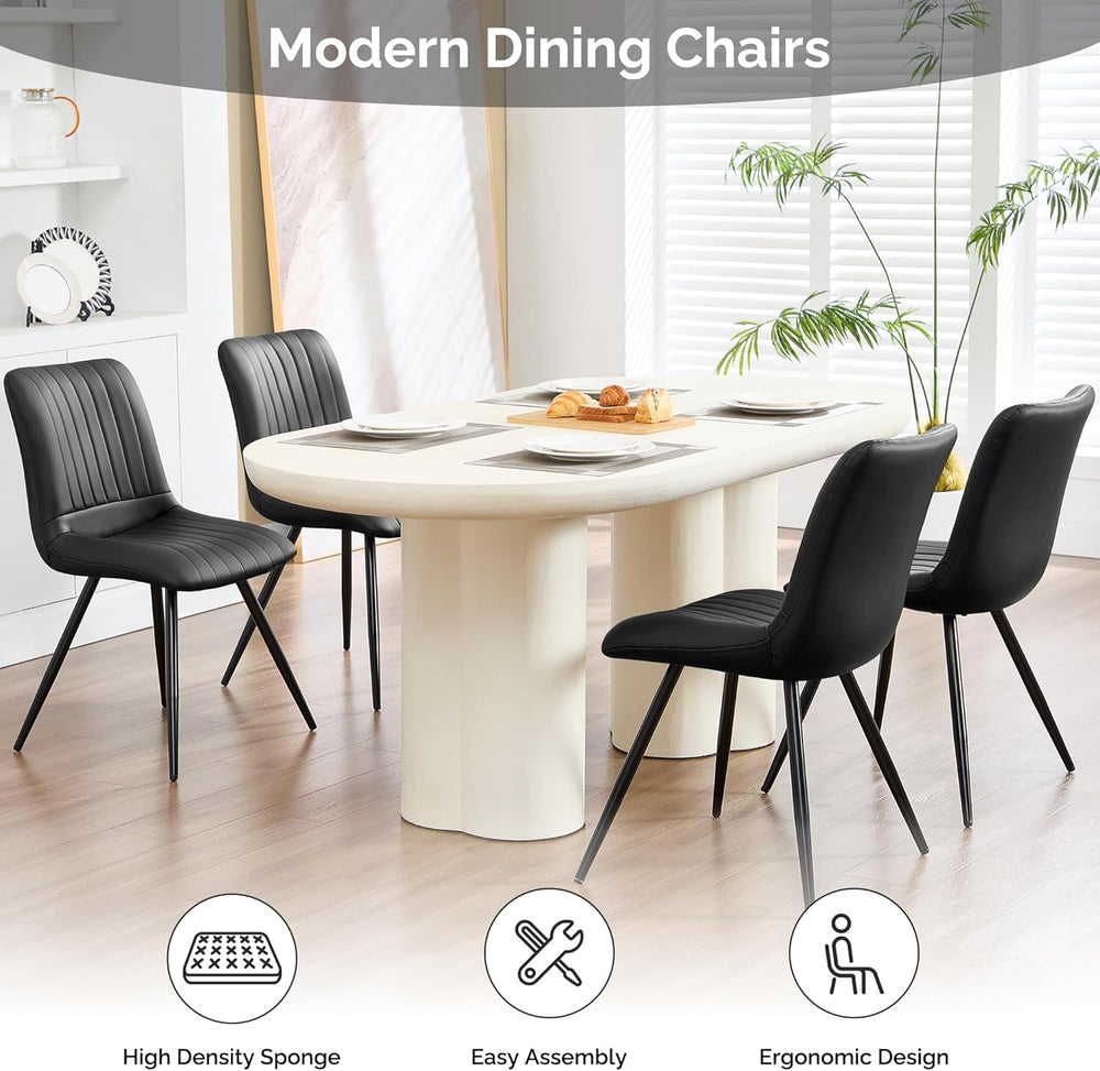 Dining Chairs Set of 4, Modern Dining Chairs with Thick Cushions, PU Leather ...