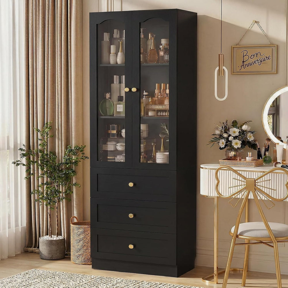 Cyclysio 80" Tall Pantry Cabinet for Kitchen Storage, Black Pantry Cabin...