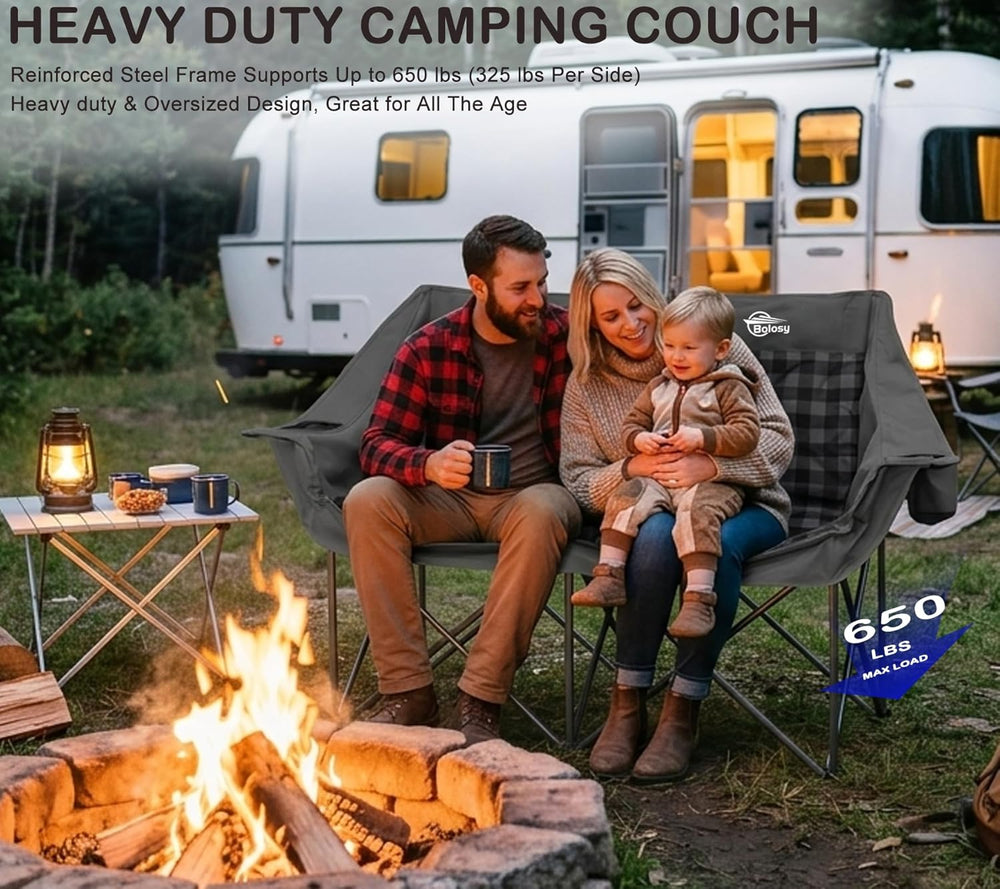 Bolosy Double Camping Chair Oversized Loveseat Heavy Duty 2 Person Camp Chair...