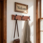 SKOLOO 17-Inch Wood Coat Rack Wall Mount with 3 Triple Hooks - Ideal for Family Entrances, Classrooms, and Pet Supplies Storage - Perfect Coat Hooks for Wall,Mahogany (Sapele), Pack of 2