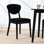 Best Choice Products Dining Chairs Set of 2, Mid-Century Modern Upholstered Wood, Armless w/Seat Cushion, Padded Backrest - Black/Black