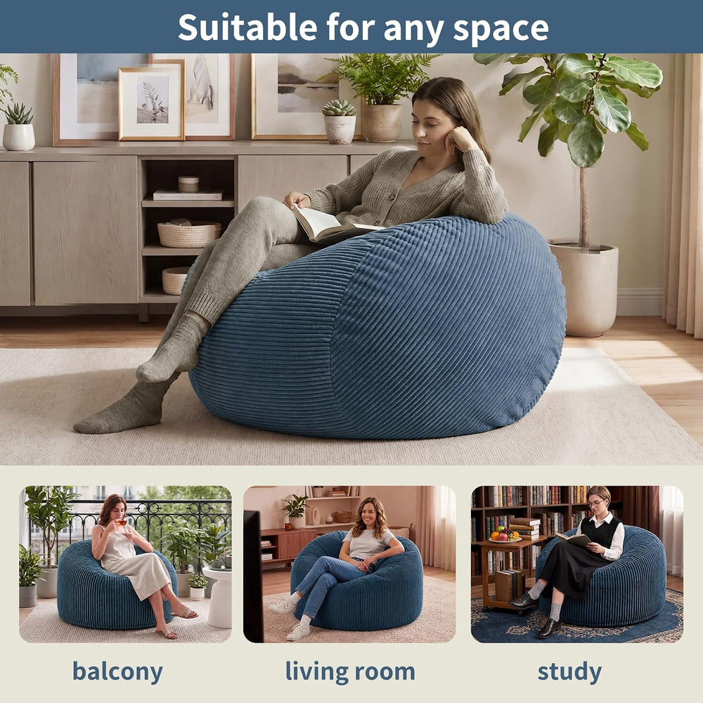 3FT Bean Bag Chairs for Adults, Medium Memory Foam Beanbags with Machine-Wash...