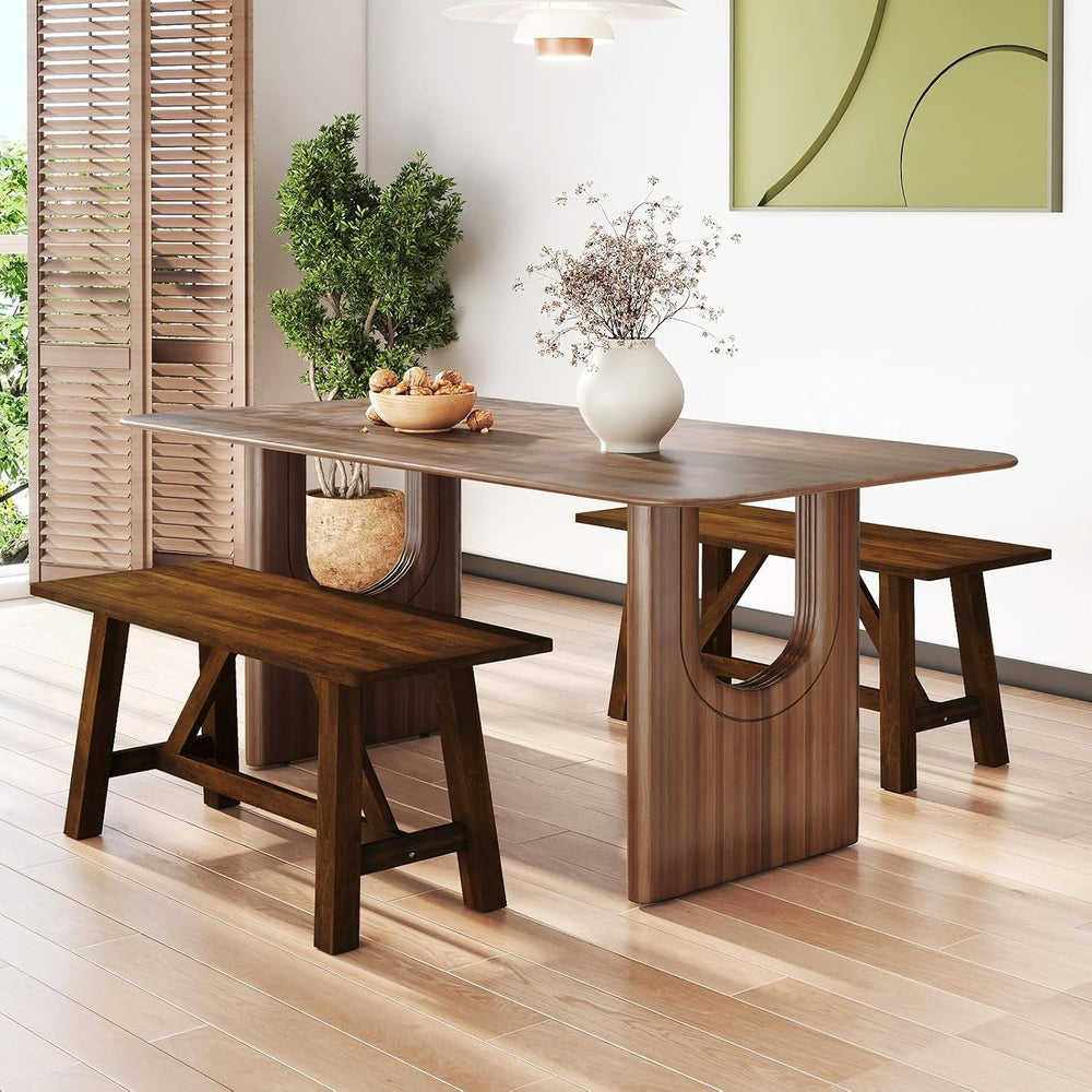 Giantex 38" Wooden Dining Bench, Farmhouse Entryway Bench with Rubber Wo...