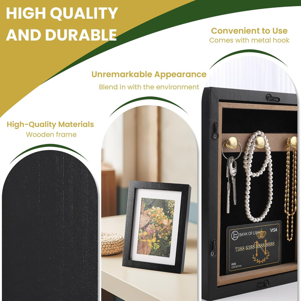 Diversion Safe 6.5"x8.5" Picture Frame Safe with Secret Compartment for Valuables, Hidden Storage Picture Frame with Hooks, Wall-Mounted Secret Storage Box for Bedrooms, Living Rooms, and Offices