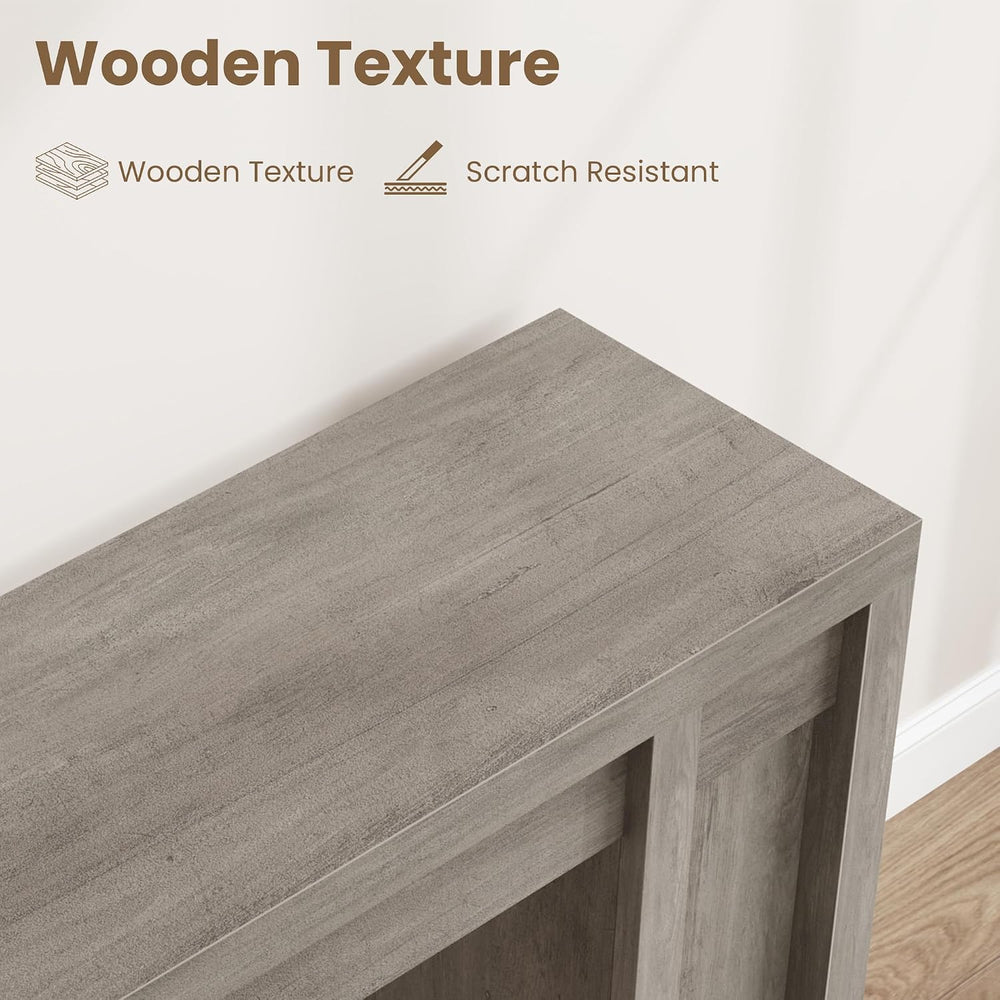 Garvee 70.9 in Gray Entryway Table, Wooden Farmhouse Console Table Below Moun...