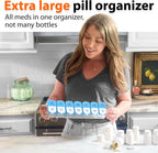 Extra Large Weekly Pill Organizer - XL Daily Pill Box - 7 Day Am Pm Pill Case Jumbo Pill Container for Supplements Big Pill Holder Twice A Day Oversized (Blue/White)