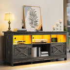 YITAHOME TV Stand for 65 Inch TVs, Entertainment Center with Storage Cabinets, Power Outlet & LED Light, Media Console Living Room Furniture, Dark Rustic Oak