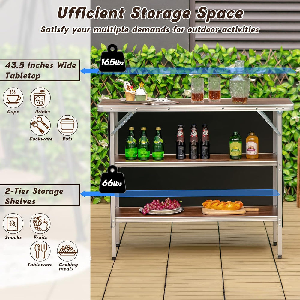 GIANTEX Portable Bar Table for Events, Folding Mobile Bartending Station with...