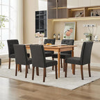 Upholstered Dining Chairs Set of 2, Button Tufted Parsons Chairs with Wood Legs and Padded Seat, Modern Fabric Side Chairs for Dining Room Kitchen Farmhouse Hotel, Black