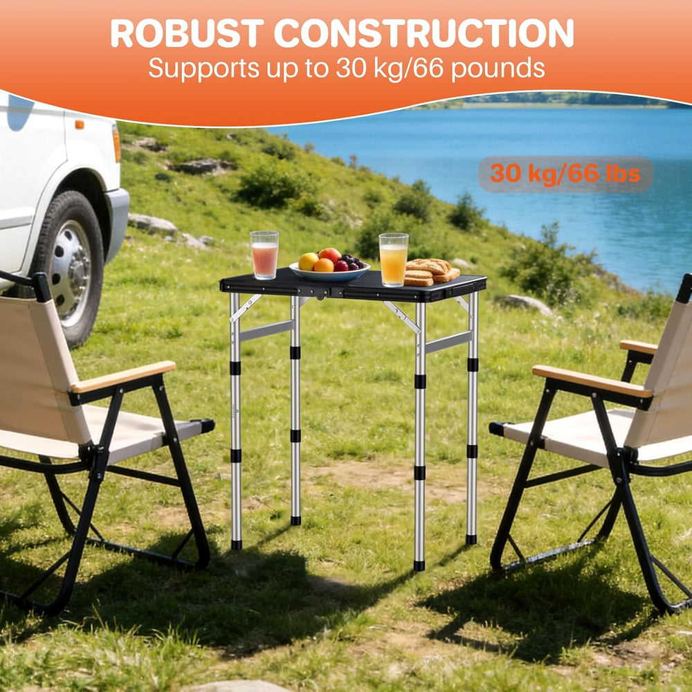FUNYKICH Camping Table with Waterproof Plastic Tabletop 22.8''x15.7&#...