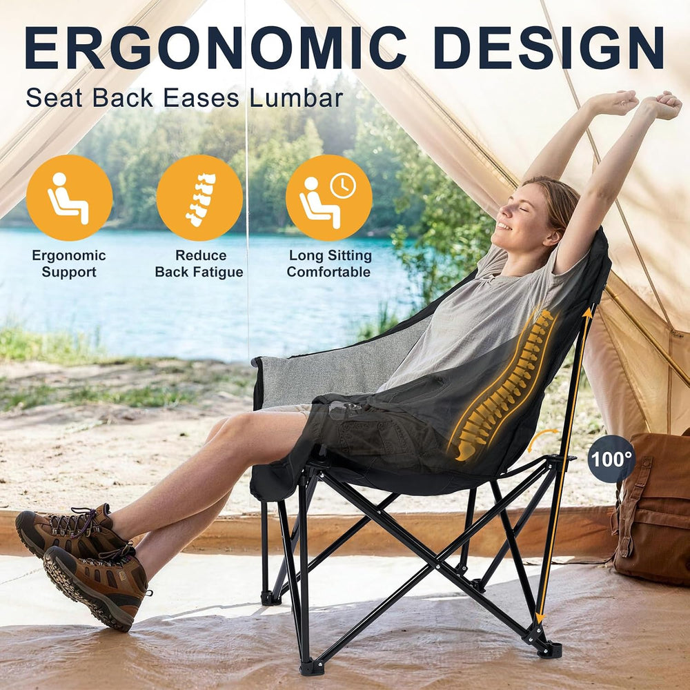Oversized Camping Chairs for Adult - Heavy Duty Padded Portable Folding Chair...