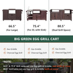 Merax 80.5" Outdoor Kitchen Island for Big Green Egg& Blackstone Griddle,Solid Wood Grill Cart Table with Stainless Steel Top,Drawer for Large Big Green Egg and 21"/28" Blackstone Griddle,Dark Brown