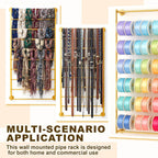 Hijab Organizer, 10 Tier Metal Scarf Holder Organizer, Freestanding Scarf Shawl Display Stand Belt Holder for Boutique, Retail Store, Bedroom, Clothing Store(Gold,47.2" X 23.6" X 4")