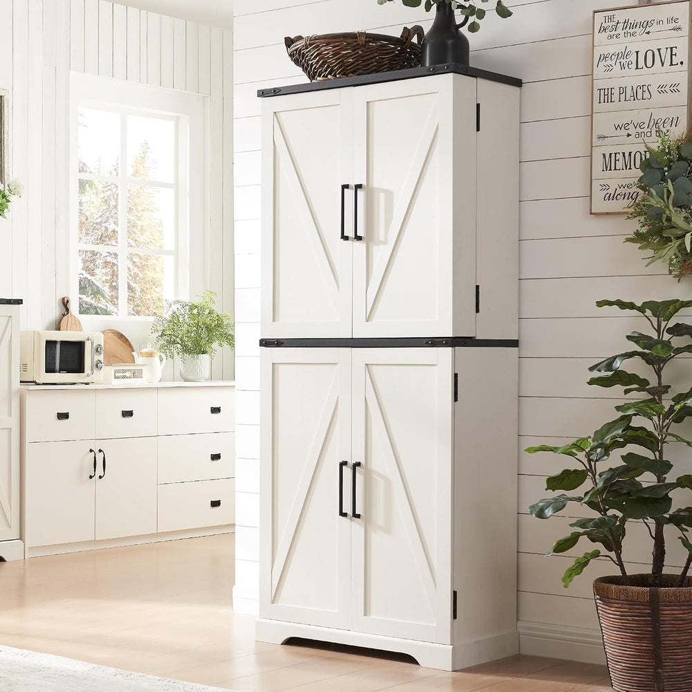 ACCOHOHO 72" Tall Wooden Pantry Storage Cabinet with Door Shelves & ...