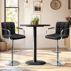 Yaheetech Bar Stools Set of 2, PU Leather Height Adjustable Swivel Barstools, Hydraulic Kitchen Counter Height Bar Chairs with Armrest and Back for Kitchen, Dining Room, Black