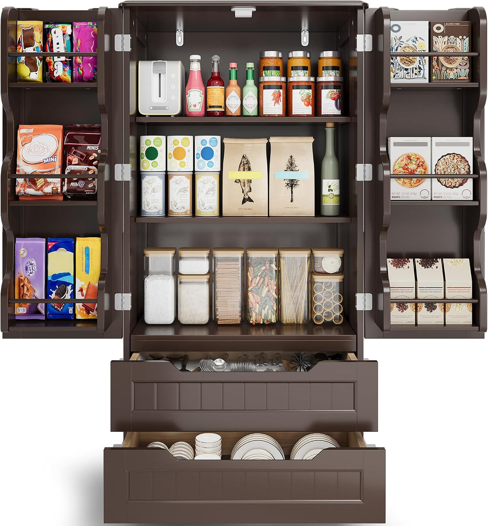 Gizoon 47'' Kitchen Pantry Cabinet with Drawers for Dining Room, Dark...