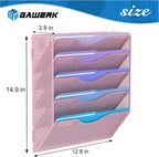 5 Tier Hanging Wall File Organizer, Mesh Mail Paper Orgnization Hanging File Folder Holder for Home Office, Pink