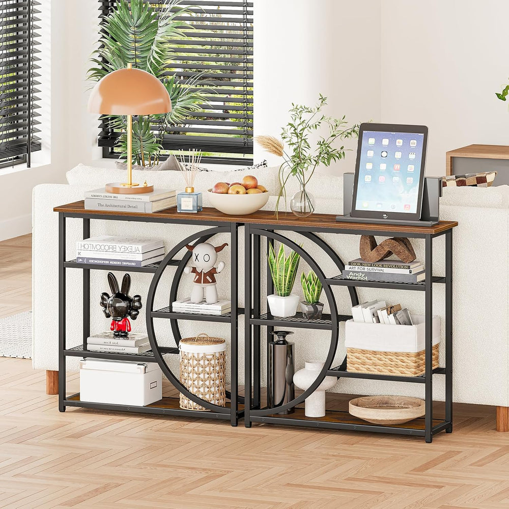 Snughome Entryway Table, Narrow Console Table, Industrial Sofa Table with 5 T...