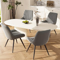 Modern Dining Chairs Set of 4,Upholstered Dining Room Chairs with Thick Cushions,Fabric Comfy Dining Chairs with Metal Legs for Dining Room Grey