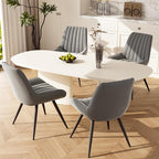 Modern Dining Chairs Set of 4,Upholstered Dining Room Chairs with Thick Cushions,Fabric Comfy Dining Chairs with Metal Legs for Dining Room Grey