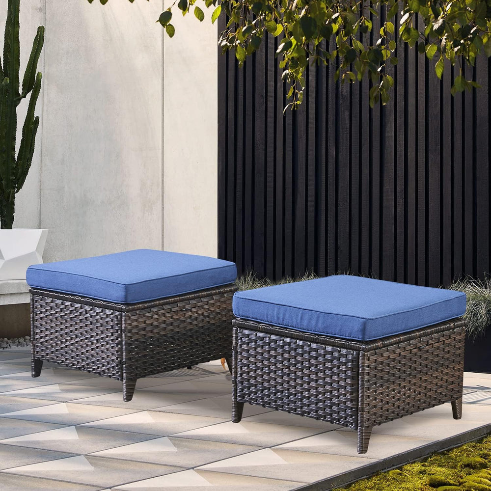 Belord Outdoor Furniture Ottoman Set of 2 Patio Seating Footstool All-Weather...