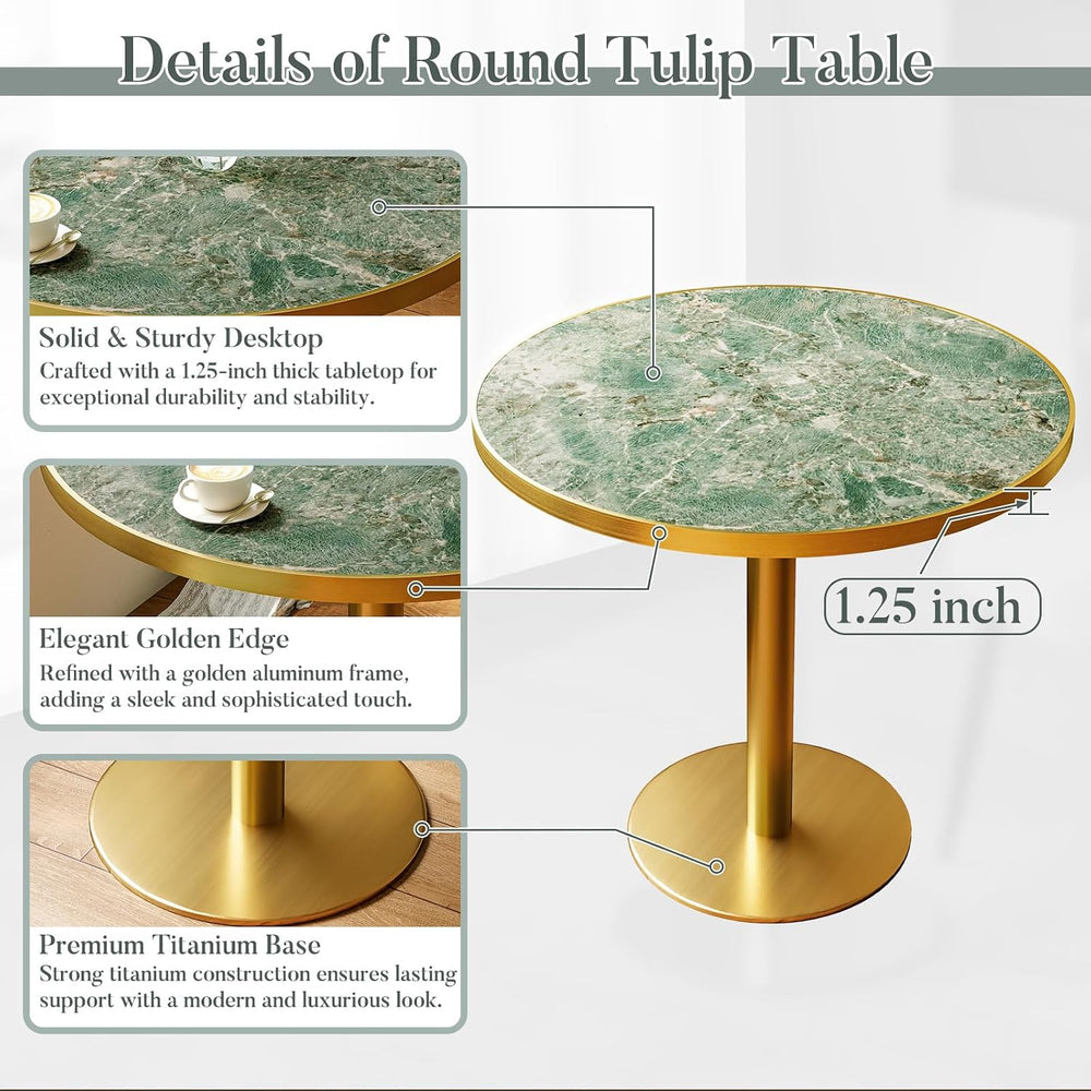31.5'' Tulip Table, Round Pedestal Dining Table with Sintered Stone T...