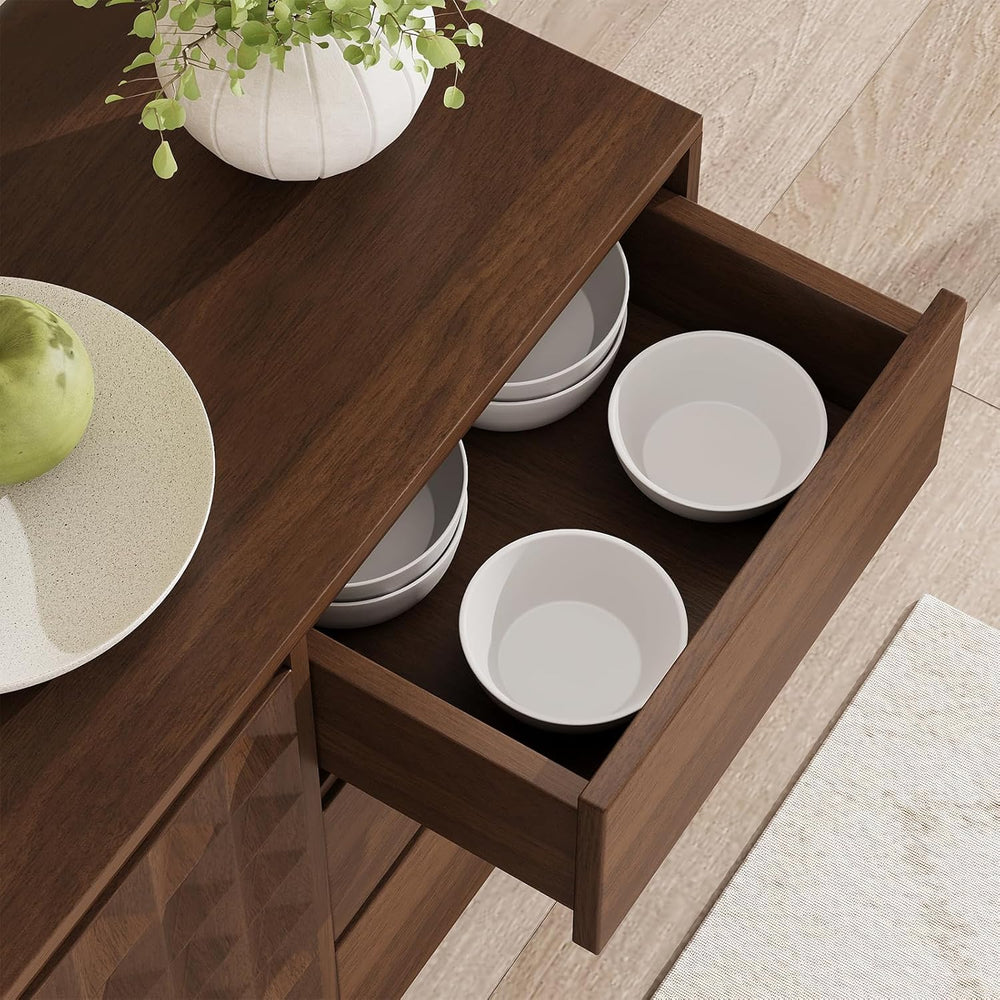 60" Buffet Cabinet with Storage, Sideboard Buffet Cabinet with 3 Drawers...