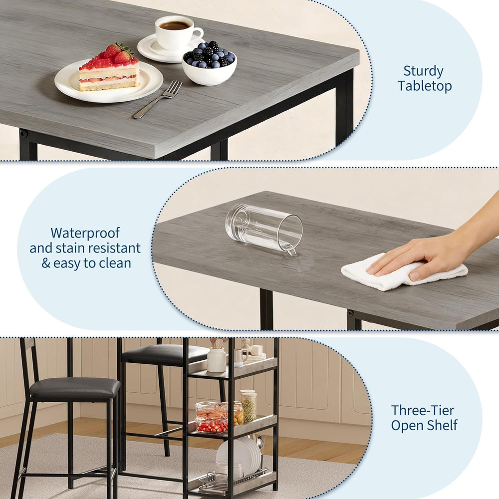 GarveeHome Dining Table Set for 2, Wood Table with Upholstered Chairs | Kitch...