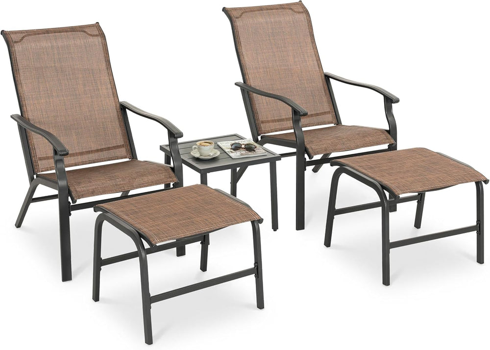 NUU GARDEN Patio Chaise Lounge Set of 3, 2 Textilene Patio Lounge Chairs with...