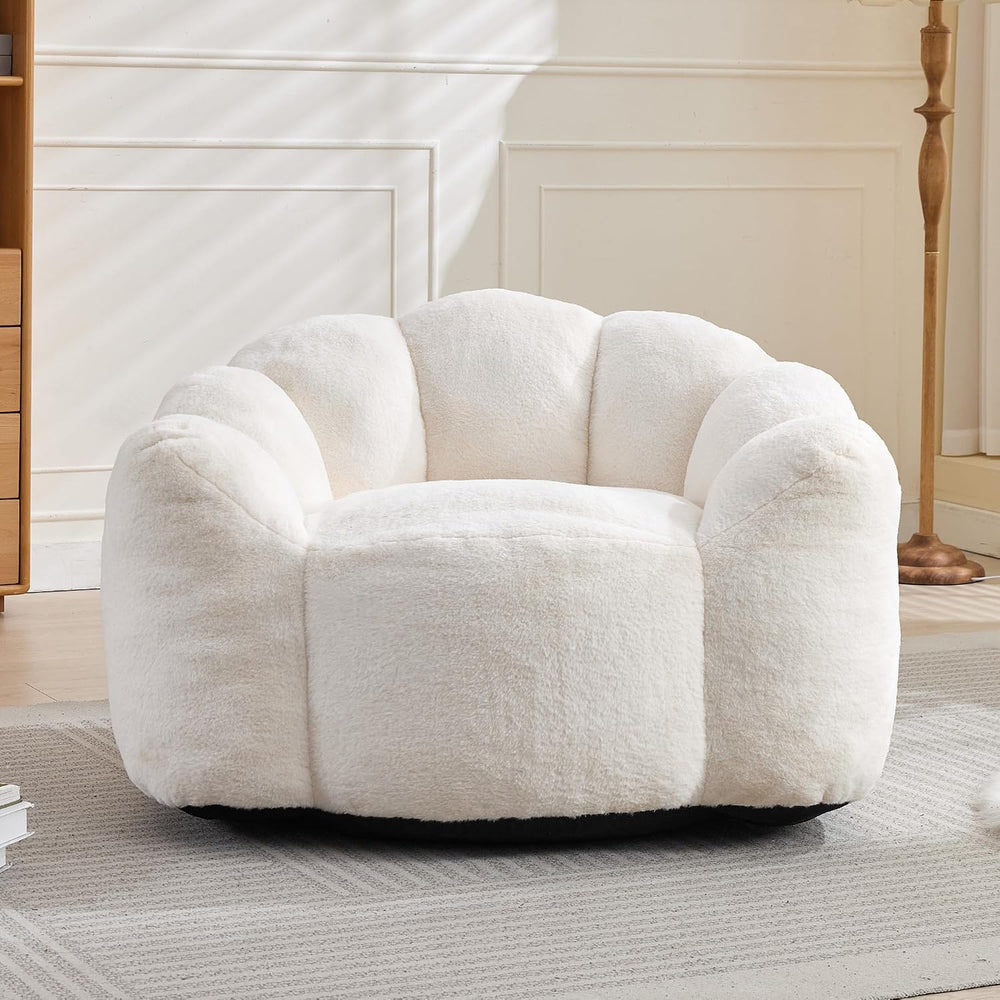 YITAI Large Bean Bag for Adults, Faux Fur Reading Sofa Chair with Petal Backr...