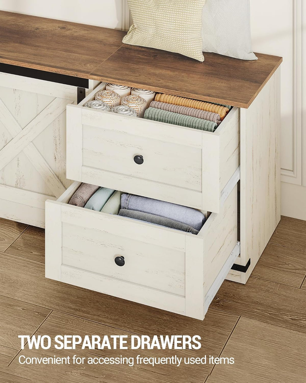 Hzuaneri Storage Chest, 58" Extra Large Storage Bench with Double Drawer...