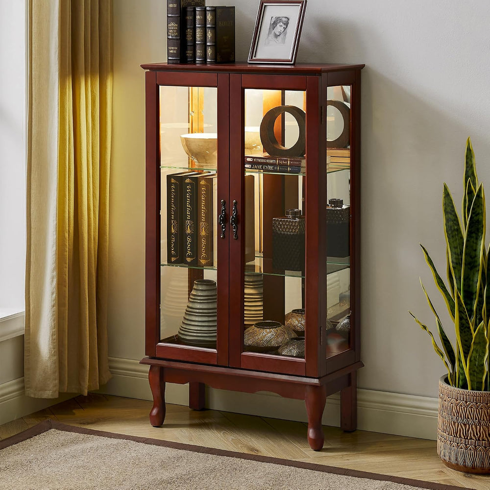 Ball & Cast Lighted Curio Cabinet,3-Tier Glass Display Cabinet with Adjus...