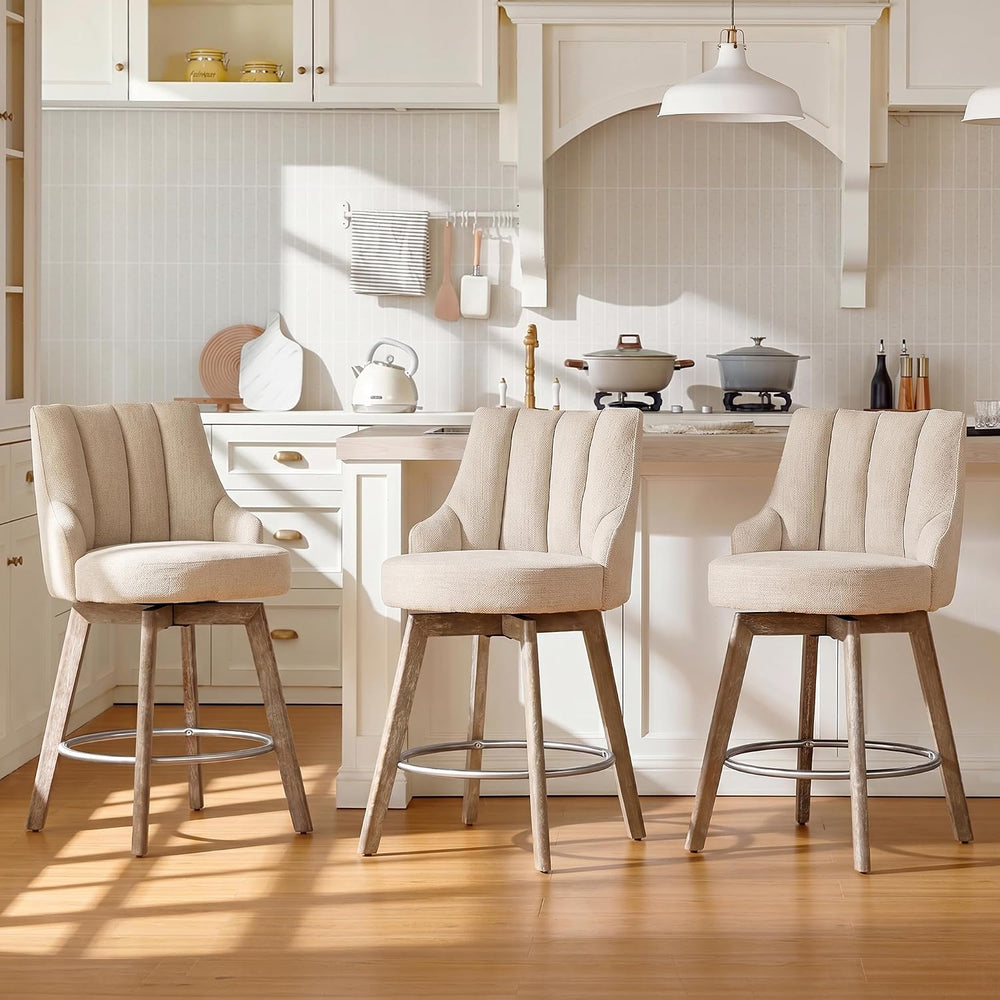 Swivel Counter Height Bar Stools,Barstools with Backs,Sand-Colored Bar Stools...