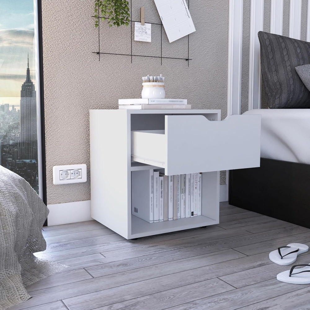 19.7-Inch High Nightstand End Table with Open Shelf ﻿,for Small Spaces