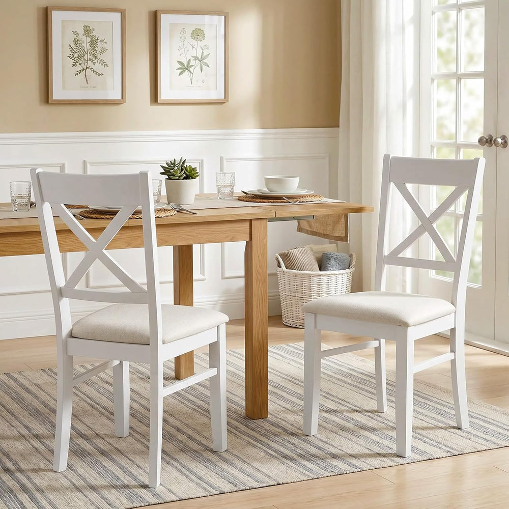 HOMCOM Dining Chairs Set of 2, Upholstered Kitchen Chairs with Rubberwood Fra...