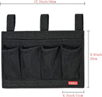 Linen Bedside Caddy, Bedside Storage Organizer for Hospital Beds, College Dorm Rooms or Baby Bed (6 Pockets-Black)