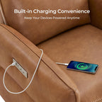 CHITA Faux Leather Power Recliner Chair, Swivel Glider, Camel | Nursery Rocking Chair for Adults with USB & Type-C Charging Ports, Electric Recliner for Living Room & Bedroom