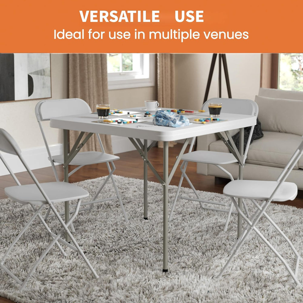 34" Square Folding Table Fold-in-Half Utility Dining Portable Table Heav...