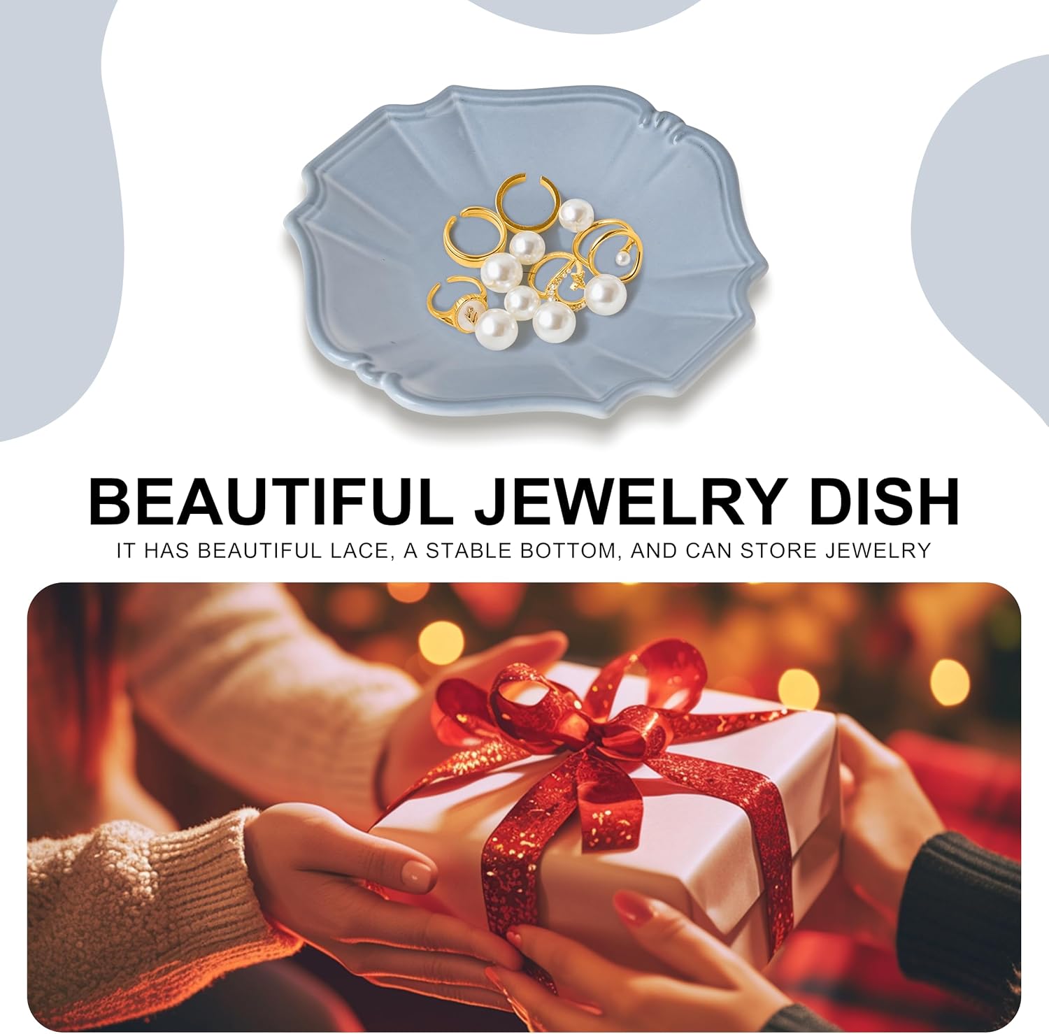 Ceramic Jewelry Dish, Decorative Tray for Rings Earrings Necklaces Bracelet Watch Keys, 4.50" Trinket Tray as Gifts for Women (Antique Court)