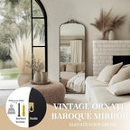 G-LEAF Vintage Baroque Mirror 22"X65", Victorian Antique Farmhouse Mirror with Gold Ornate Metal Frame for Fireplace Entryway Living Room Hallway Bathroom