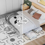 Bamboo Underbed Storage Containers with Wheels & Bag 2 Pack, Large Under Bed Rolling Storage Bins Wood Under Bed Clothes Storage Stackable Drawers for Bedroom Closet Under Crib Toy(White)