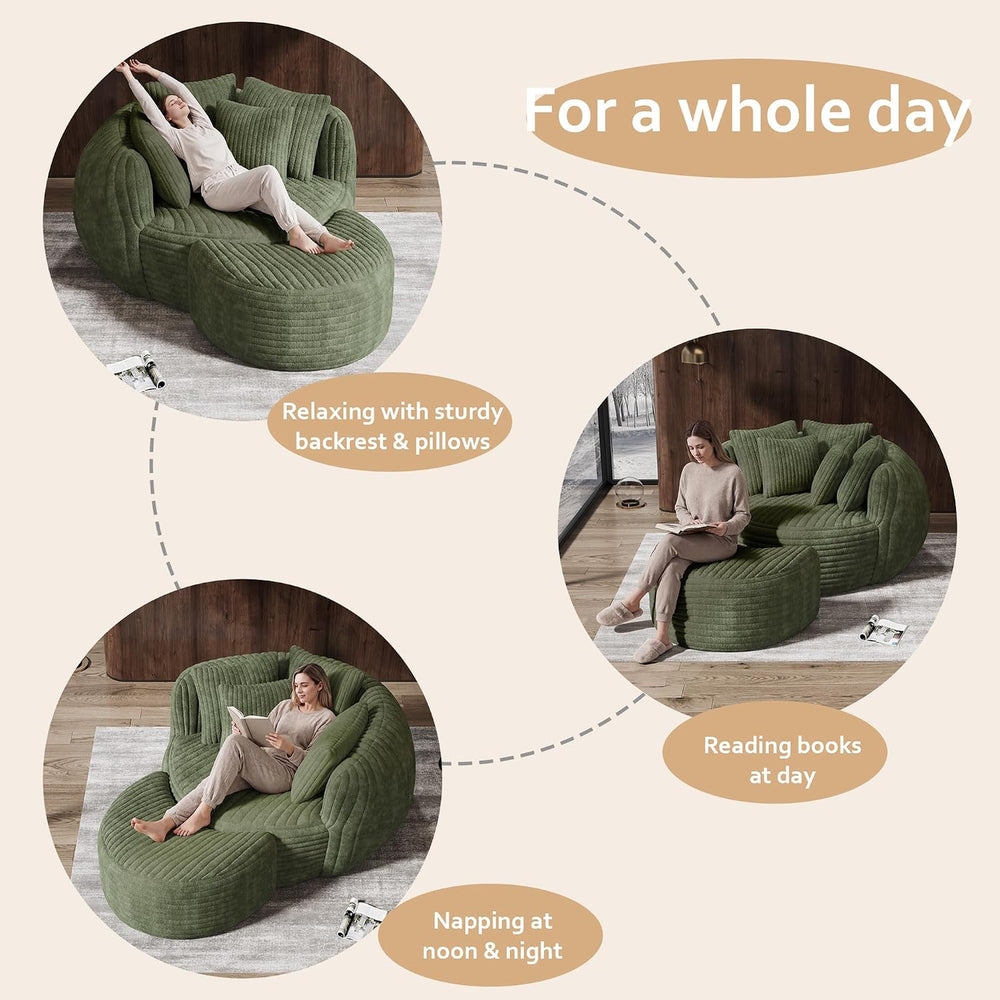 DAMAIFROM 50.5" W x 67" D Oversized Chaise Lounge Chair with Ottoma...