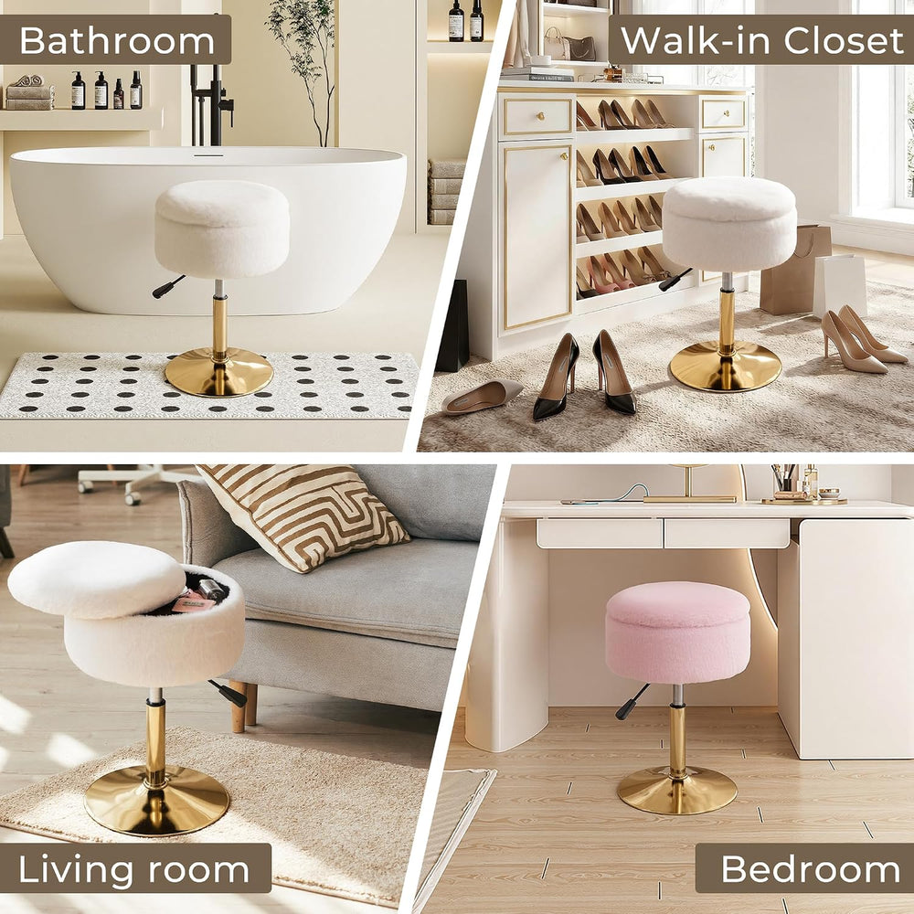 Vanity Chair with Storage Adjustable Stool for Vanity Swivel Vanity Stool Ott...