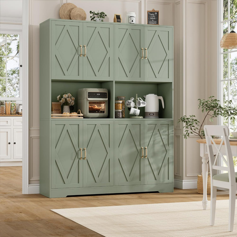HOSTACK 55" W Pantry Cabinet, 71" Tall Kitchen Hutch Storage Cabine...