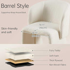 NORDICANA Barrel Dining Room Chairs with Arms, Faux Fur Accent Chairs Set of 2, for Kitchen, Living Room, Upholstered Armchairs, Off-White