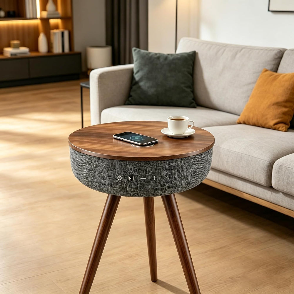 Smart Side Table with Wireless Charger, Modern Smart End Table with Speaker, ...