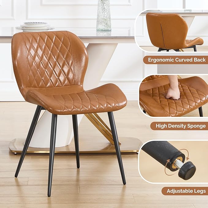 Dining Chair, Comfy Modern Dining Chairs with Thick Cushions, Upholstered Fau...