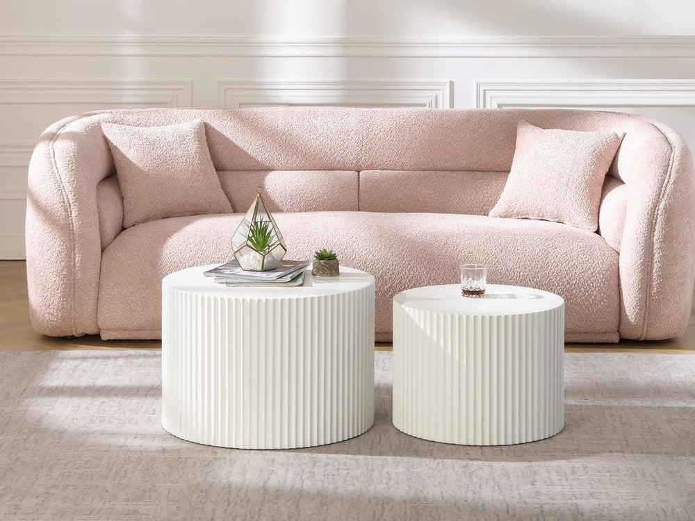 Nesting Coffee Table Set of 2 Round Coffee Tables Cocktail Table End Table Dr...